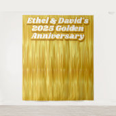 Bruiloft Jubileum Gouden Faux Streamer Achtergrond Wandkleed (Voorkant)