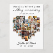Bruiloft Jubileum Hart Foto Collage Modern Briefkaart (Voorkant)