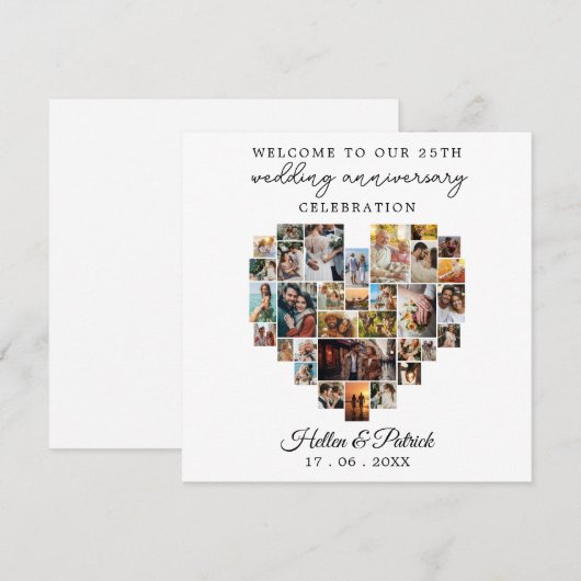 Bruiloft Jubileum Hart Foto Collage Modern Feestdagenkaart (Voorkant / Achterkant)