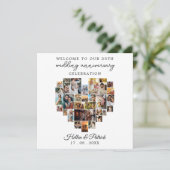 Bruiloft Jubileum Hart Foto Collage Modern Feestdagenkaart (Staand voorkant)