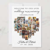 Bruiloft Jubileum Hart Foto Collage Modern Kaart (Voorkant)