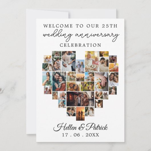 Bruiloft Jubileum Hart Foto Collage Modern Kaart (Voorkant)