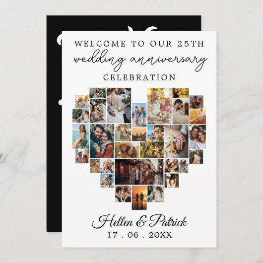 Bruiloft Jubileum Hart Foto Collage Modern Kaart (Voorkant / Achterkant)