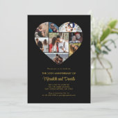 Bruiloft Jubileum Hart Foto Collage Zwart Kaart (Staand voorkant)