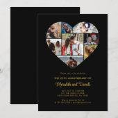 Bruiloft Jubileum Hart Foto Collage Zwart Kaart (Voorkant / Achterkant)