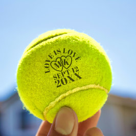 Bruiloft Jubileum Hart Monogram Tennisballen