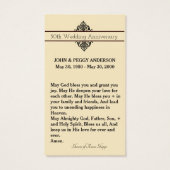 Bruiloft Jubileum Herdenking Heilige Kaart & Gebed (Achterkant)