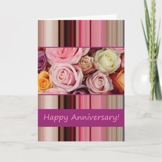 Bruiloft Jubileum Kaart - Pastel rozen streep (Voorkant)