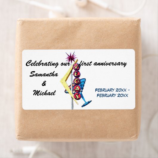 Bruiloft Jubileum Las Vegas Wijnlabels Etiket (Insitu)