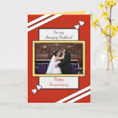 Bruiloft Jubileum Man rood foto groet Kaart (Gele Bloem)