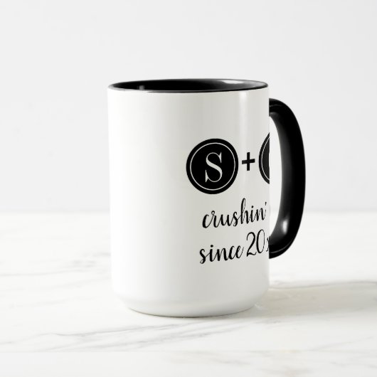 Bruiloft | Jubileum Monogram Initiaal Paar Mok (Voorkant rechts)