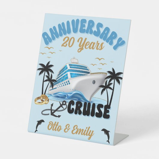 Bruiloft Jubileum Paar Cruise Reclamebord Met Voetstuk (Voorkant)
