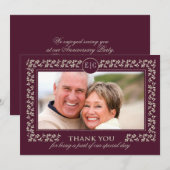 Bruiloft Jubileum Party | Aangepaste foto Bedankkaart (Voorkant / Achterkant)