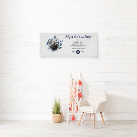 Bruiloft Jubileum Party FOTO Welkom blauw grijs Spandoek (Insitu)