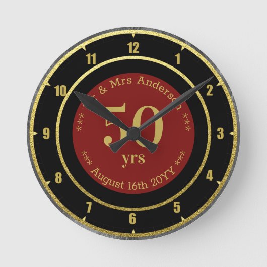 Bruiloft Jubileum / Retirement Custom Branded Ronde Klok (Voorkant)