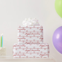 Bruiloft Jubileum rode harten Cadeaupapier
