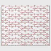 Bruiloft Jubileum rode harten Cadeaupapier (Vlak)