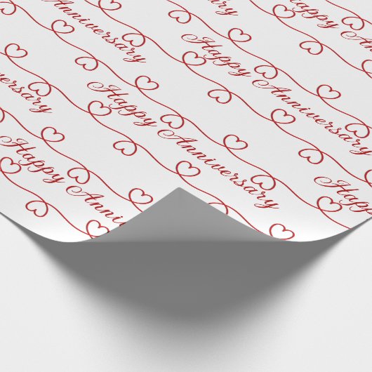 Bruiloft Jubileum rode harten Cadeaupapier (Hoek)