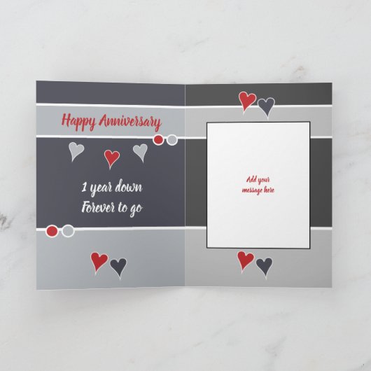 Bruiloft Jubileum rood en grijs foto Kaart (Binnen)