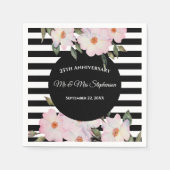 Bruiloft Jubileum Roze Rozen Ballerina Strepen Servet (Voorkant)