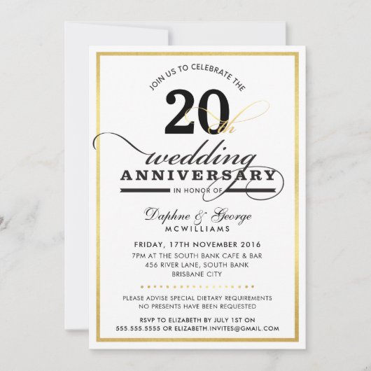 BRUILOFT JUBILEUM stijlvol jaar elegant goud zwart Kaart (Voorkant)