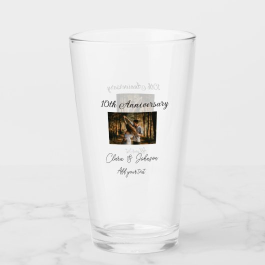 Bruiloft Jubileum toevoegen naam jaar afbeelding t Glas (Voorkant)