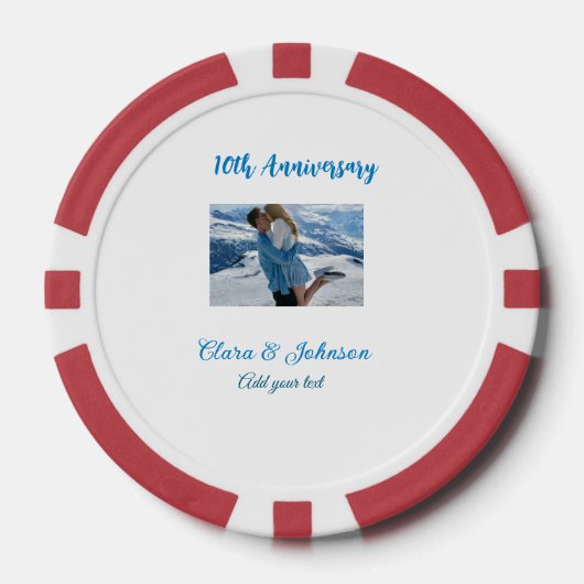 Bruiloft Jubileum toevoegen naam jaar afbeelding t Poker Chips (Voorkant)