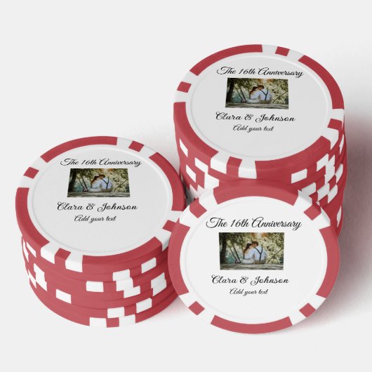 Bruiloft Jubileum toevoegen naam jaar afbeelding t Poker Chips (Opstapeling)