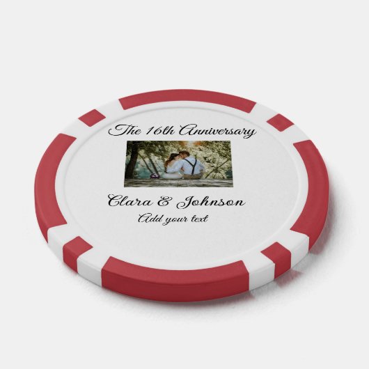 Bruiloft Jubileum toevoegen naam jaar afbeelding t Poker Chips (Enkel)