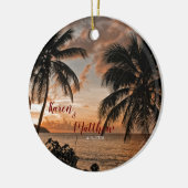 Bruiloft Jubileum Tropical Sunset Beach Custom Keramisch Ornament (Links)