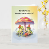 Bruiloft Jubileum Twee Grappige Kikkers Onder Padd Kaart (Gele Bloem)