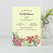 Bruiloft Jubileum Waterverf Gladioli Lily Tulip Kaart (Staand voorkant)