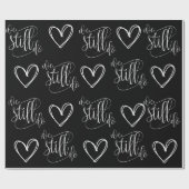 Bruiloft Jubileum Zwart Hart Cadeaupapier (Vlak)