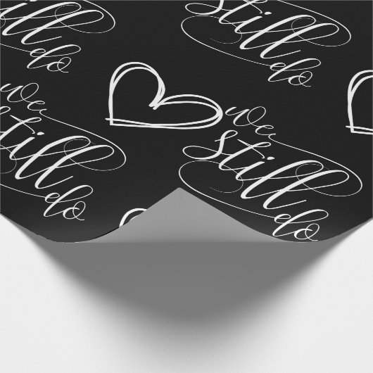 Bruiloft Jubileum Zwart Hart Cadeaupapier (Hoek)