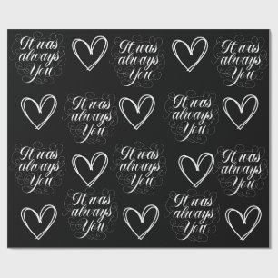 Bruiloft Jubileum Zwart Romantisch Cadeaupapier