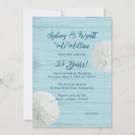 Bruiloft Jubileumfeest met Strand Dollars Kaart (Voorkant)