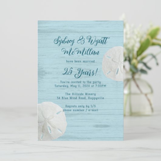 Bruiloft Jubileumfeest Zanddollars Kaart (Staand voorkant)