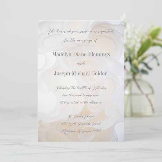 Bruiloft jurk achtergrond - bruiloft uitnodiging (Staand voorkant)