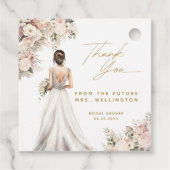 Bruiloft jurk Brunette Floral Vrijgezellenfeest Bedankjes Labels (Achterkant)