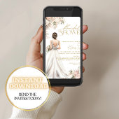 Bruiloft jurk Brunette Floral Vrijgezellenfeest Kaart