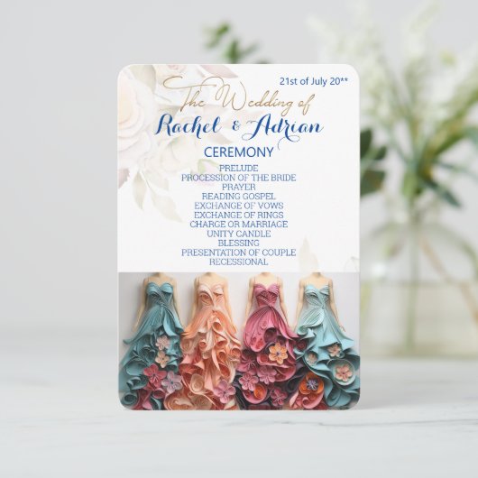 Bruiloft jurk stijl informatiekaartje (Staand voorkant)