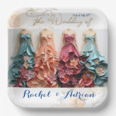 Bruiloft jurk stijl papieren bordje (Voorkant)