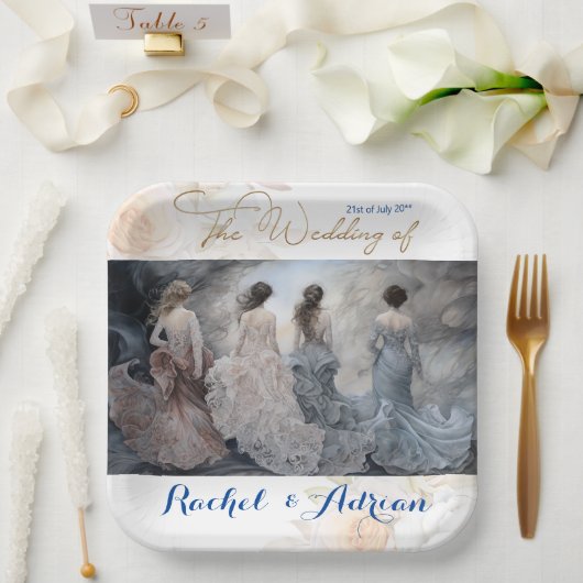 Bruiloft jurk stijl papieren bordje (Huwelijk)