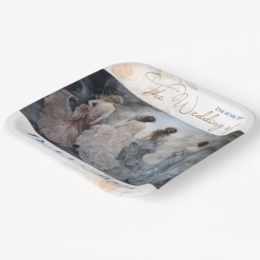 Bruiloft jurk stijl papieren bordje (Gebogen)