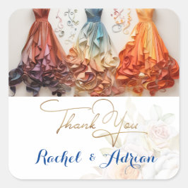 Bruiloft jurk stijl vierkante sticker
