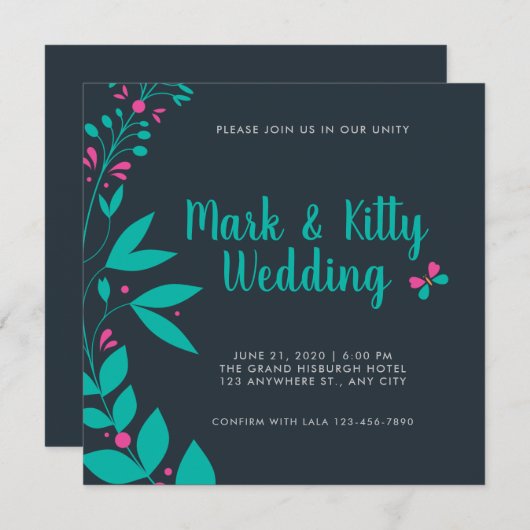 bruiloft kaart (Voorkant / Achterkant)