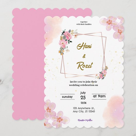 bruiloft kaart (Voorkant / Achterkant)