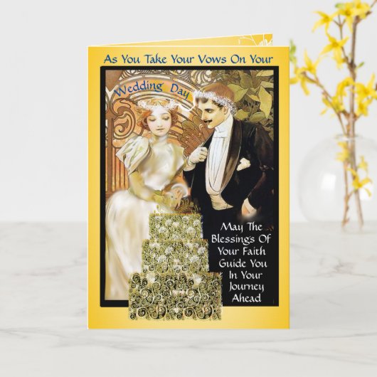 BRUILOFT KAART - ORTHODOX (Gele Bloem)