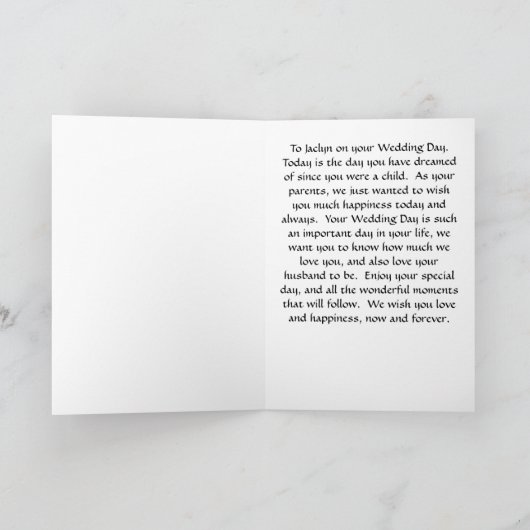Bruiloft Kaart voor Dochter Jaclyn van Ouders (Binnen)