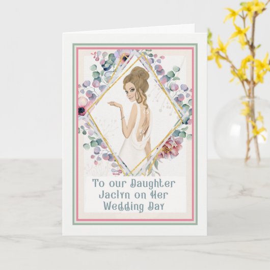 Bruiloft Kaart voor Dochter Jaclyn van Ouders (Gele Bloem)